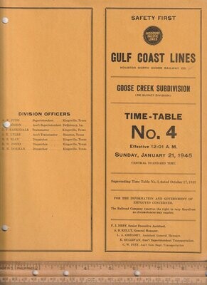 Gulf Coast Lines Goose Creek Subdivision 1945