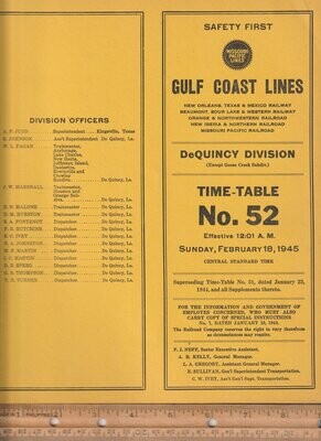 Gulf Coast Lines DeQuincy Division 1945
