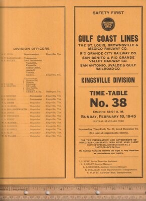Gulf Coast Lines Kingsville Division 1945