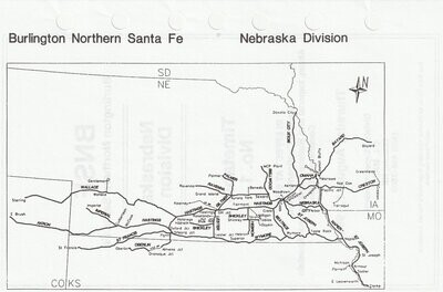 Burlington Northern Santa Fe Nebraska Division Map 1996