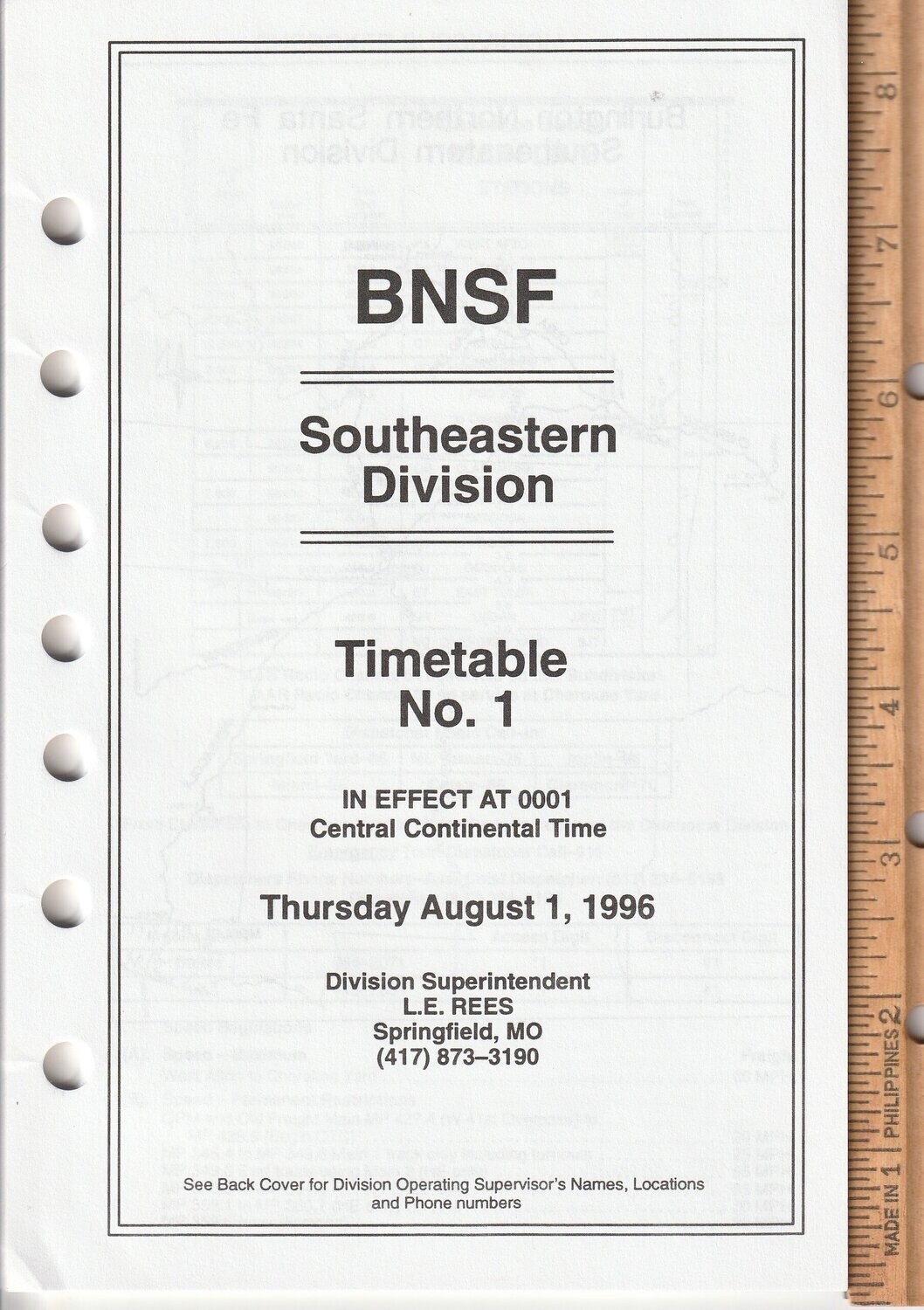 Burlington Northern Santa Fe Southeastern Division 1996