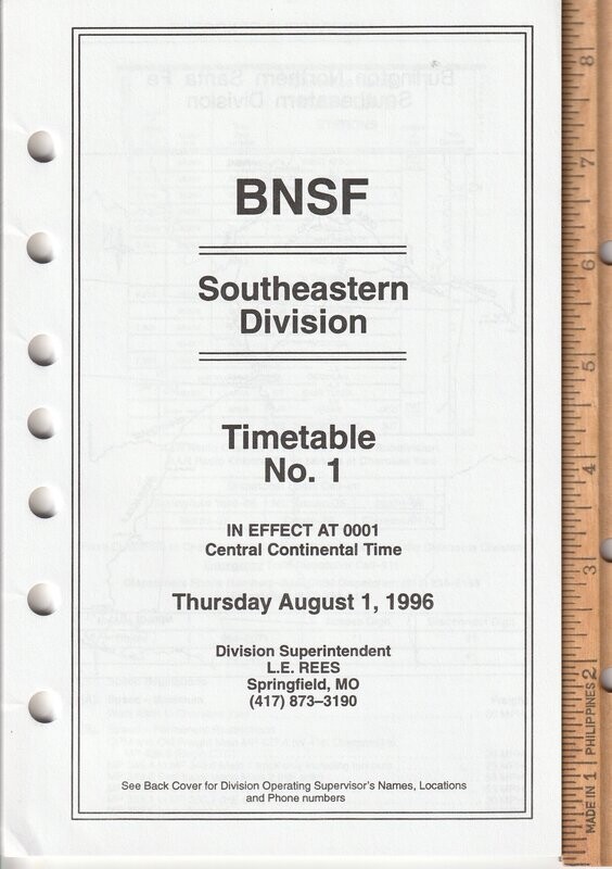 Burlington Northern Santa Fe Southeastern Division 1996