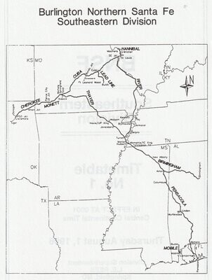Burlington Northern Santa Fe Southeastern Division Map 1996