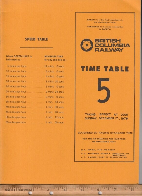 British Columbia Railway 1978