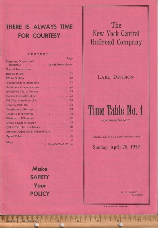 New York Central Lake Division 1957