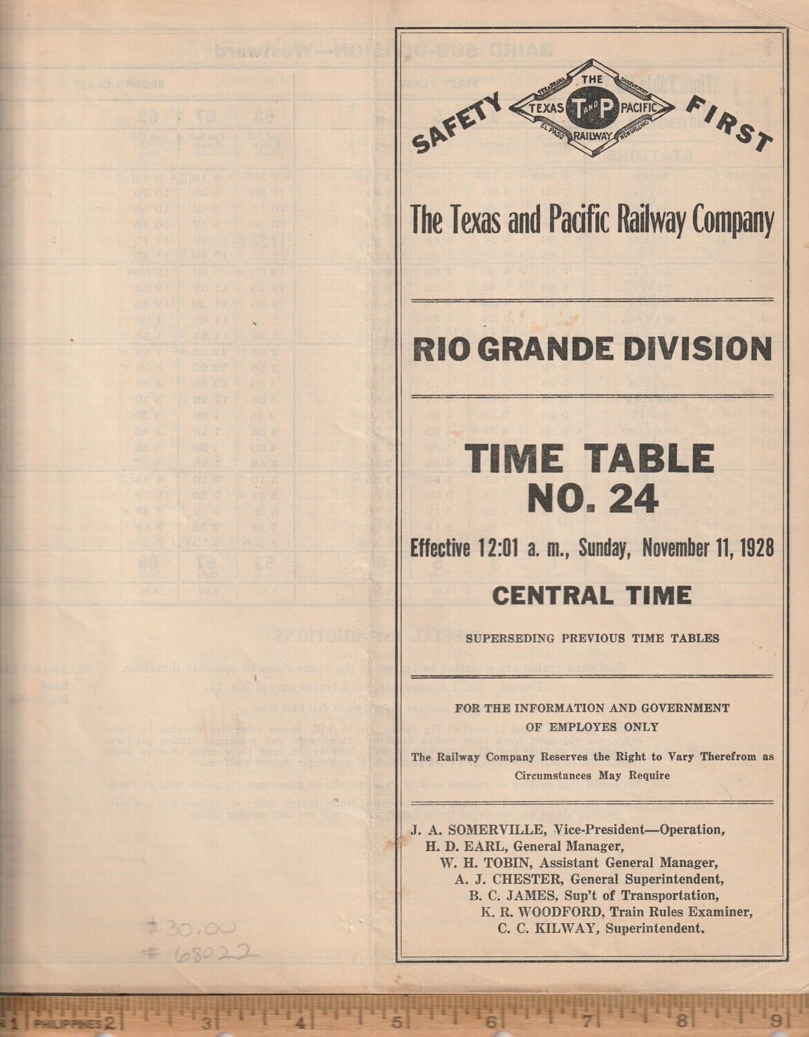 Texas and Pacific Rio Grande Division 1928