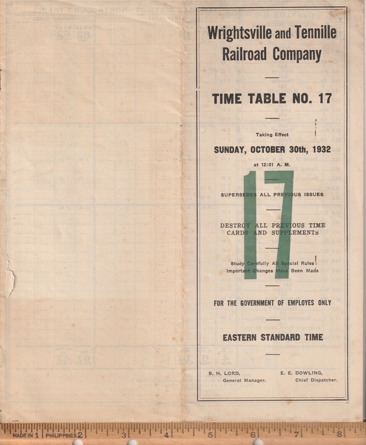 Wrightsville and Tennille Railroad 1932