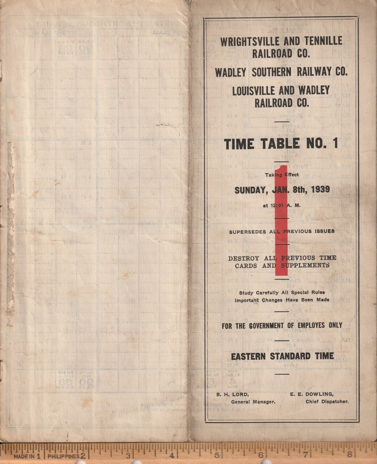Wrightsville & Tennille Railroad 1939