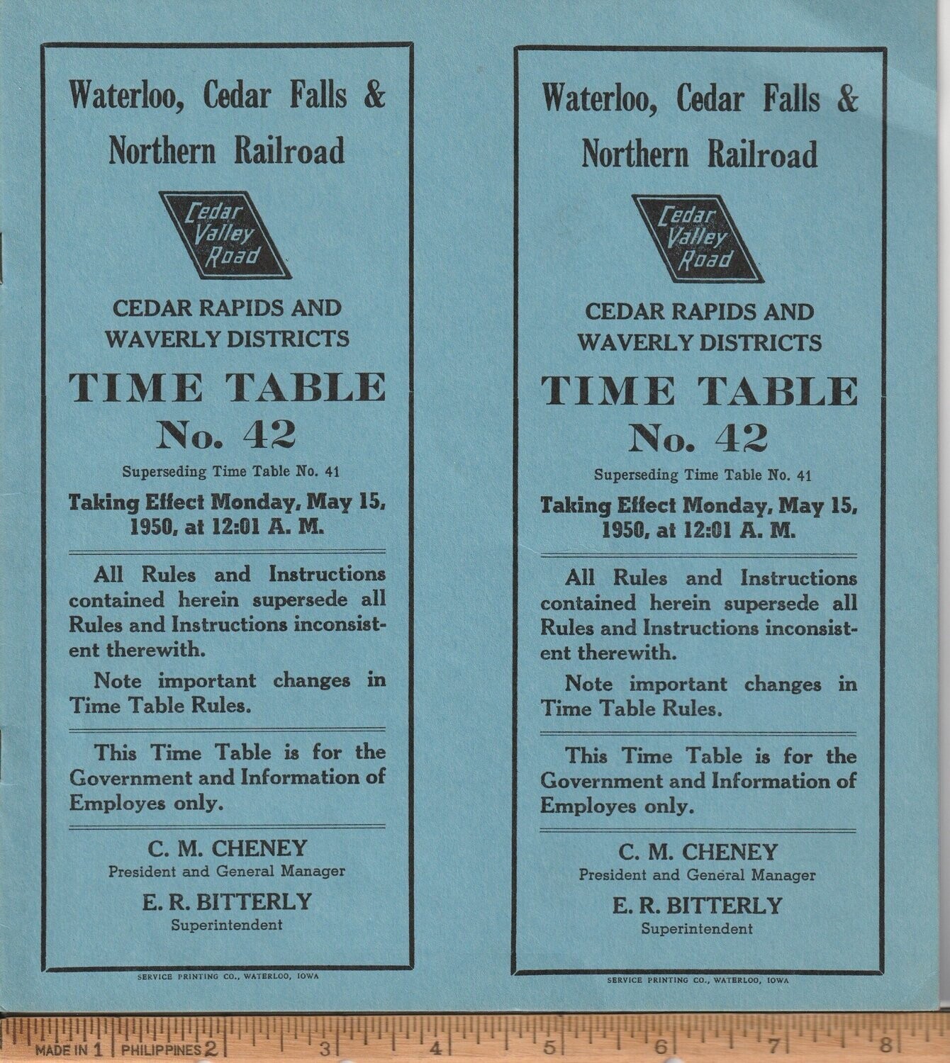 Waterloo, Cedar Falls & Northern Railroad 1950