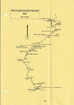 West Virginia Northern Railroad map 1990