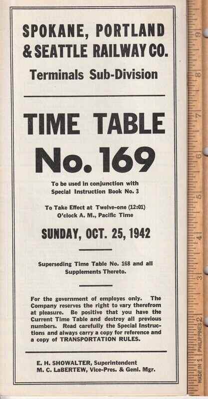 Spokane, Portland & Seattle Terminals Sub-Division 1942