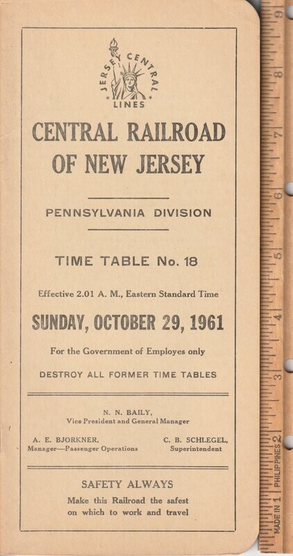 Central Railroad of New Jersey Pennaylvania Division 1961