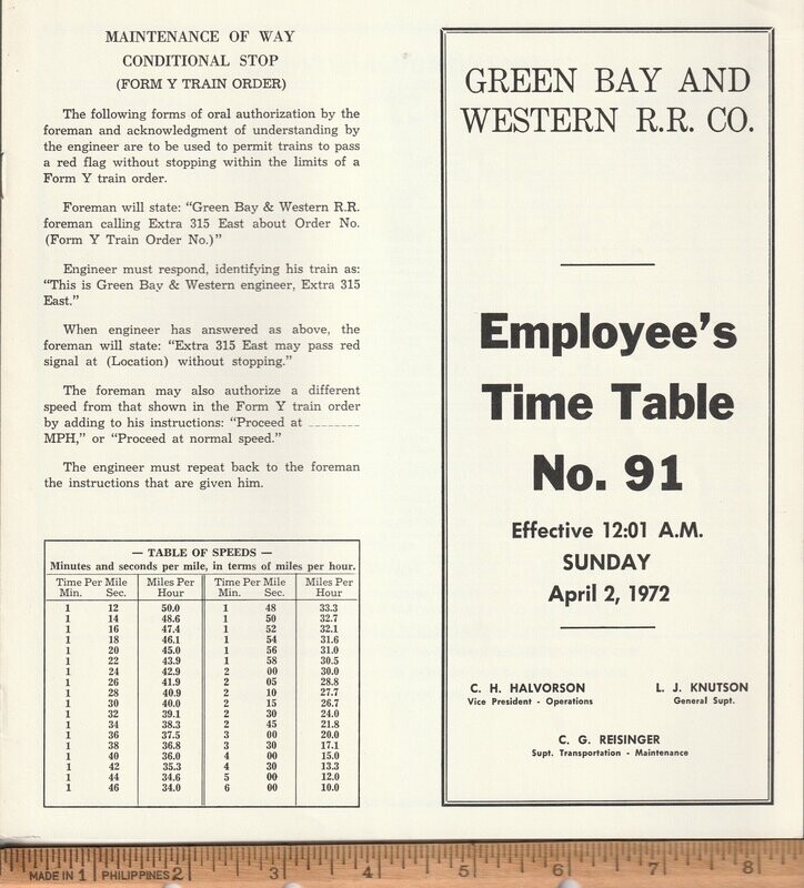 Green Bay and Western Railroad 1972