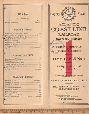 Atlantic Coast Line Northern Division 1958