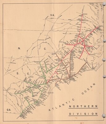 Atlantic Coast Line Northern Division Map 1958