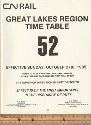 Canadian National Great Lakes Region 1985