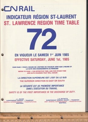 Canadian National St. Lawrence Region 1985