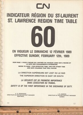 Canadian National St. Lawrence Region 1989