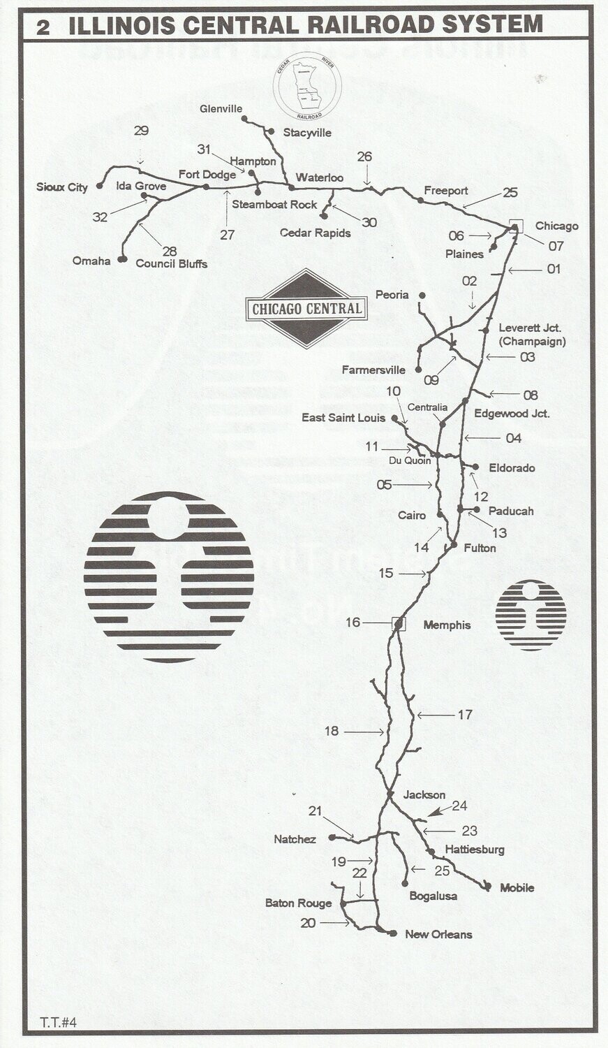 Illinois Central Railroad map 1999
