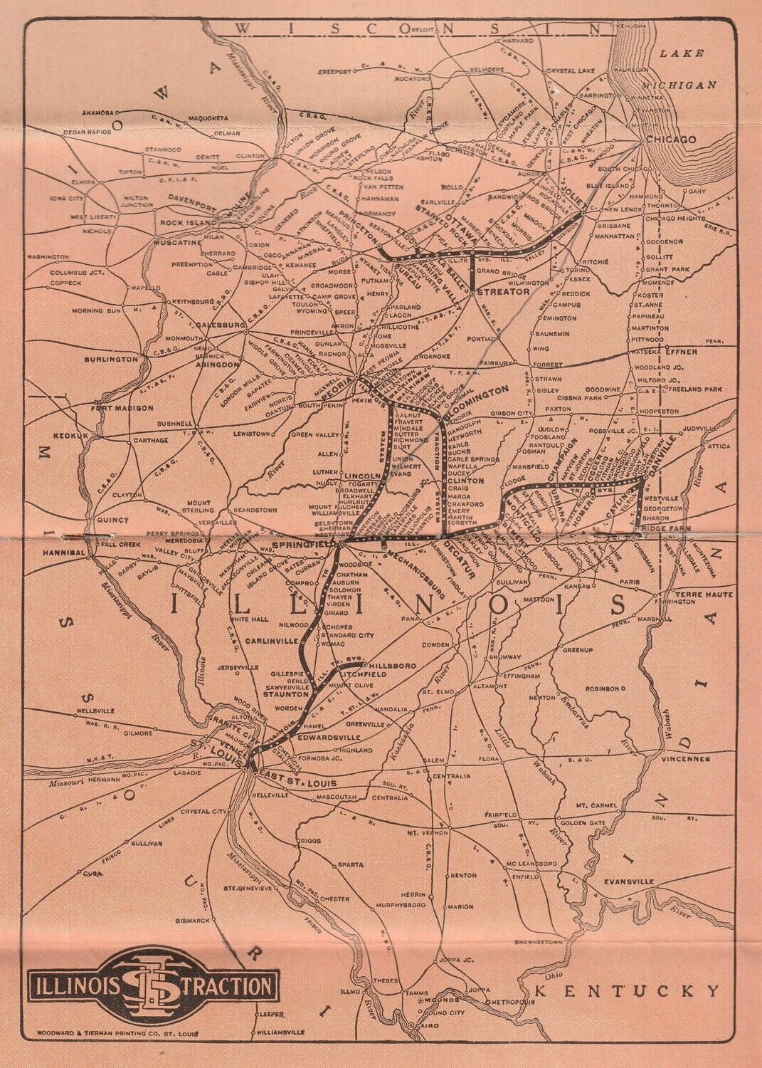 Illinois Traction System Map 1924