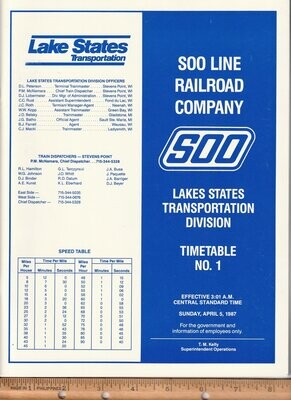 Soo Line Lake States Transportation Division 1987