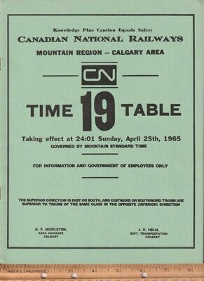 Canadian National Calgary Area 1965
