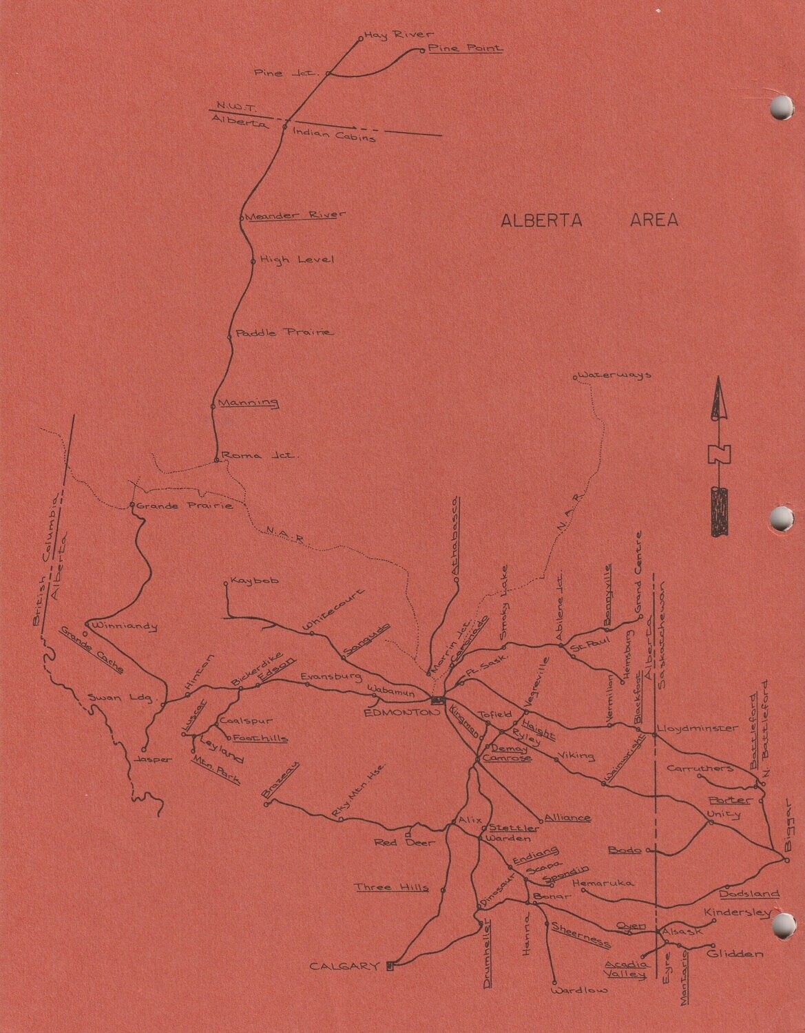 Canadian National Alberta Area map 1974