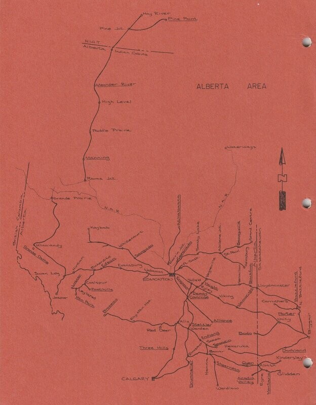 Canadian National Alberta Area map 1974