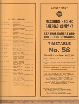 Missouri Pacific Central Kansas and Colorado Divisions 1956