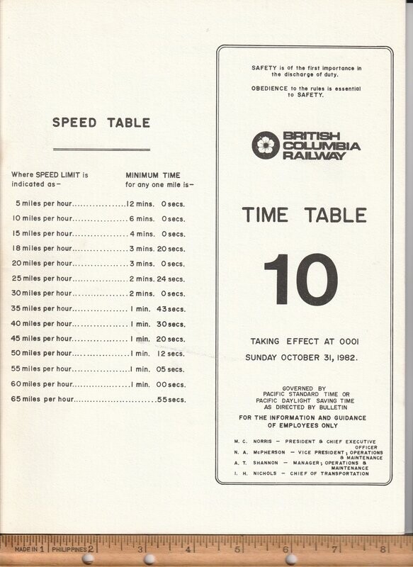 British Columbia Railway 1982