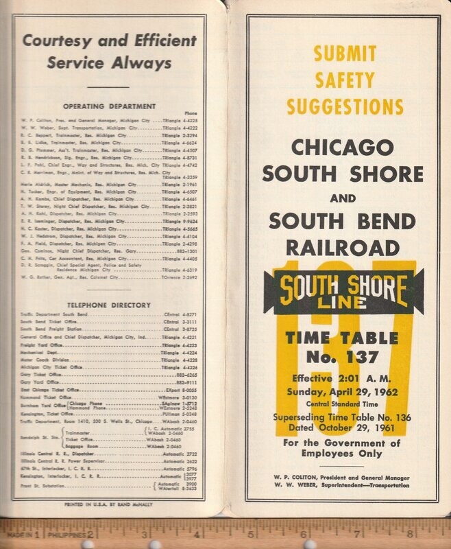 Chicago, South Shore and South Bend Railroad 1962