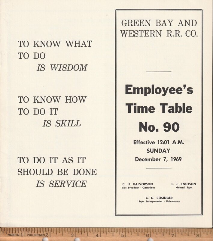 Green Bay and Western Railroad 1969