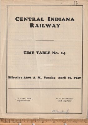 Central Indiana Railway 1930