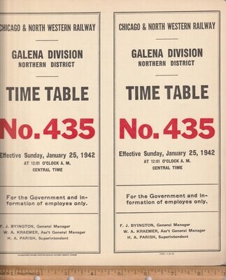 Chicago & North Western Galena Division, Northern District 1942
