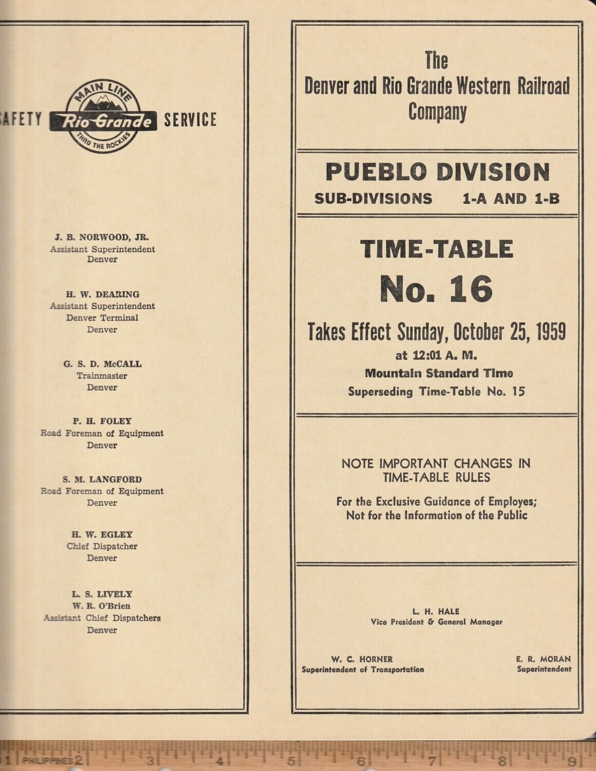 Denver and Rio Grande Western Pueblo Division 1959