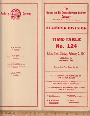Denver and Rio Grande Western Alamosa Division 1947