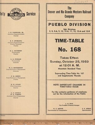 Denver and Rio Grande Western Pueblo Division 1959