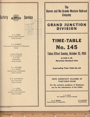 Denver and Rio Grande Western Grand Junction Division 1959