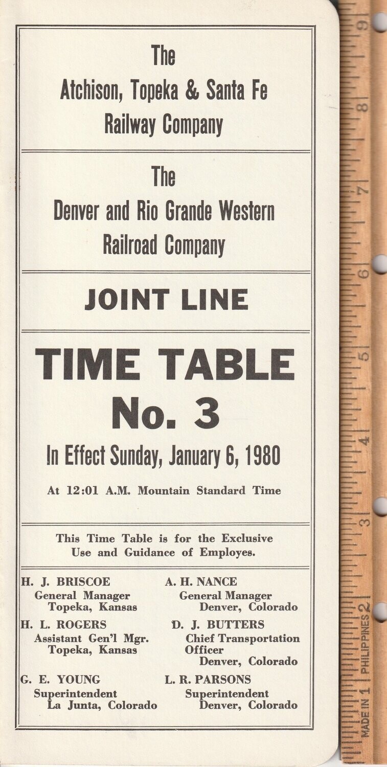 Santa Fe-Denver and Rio Grande Western Joint Line 1980