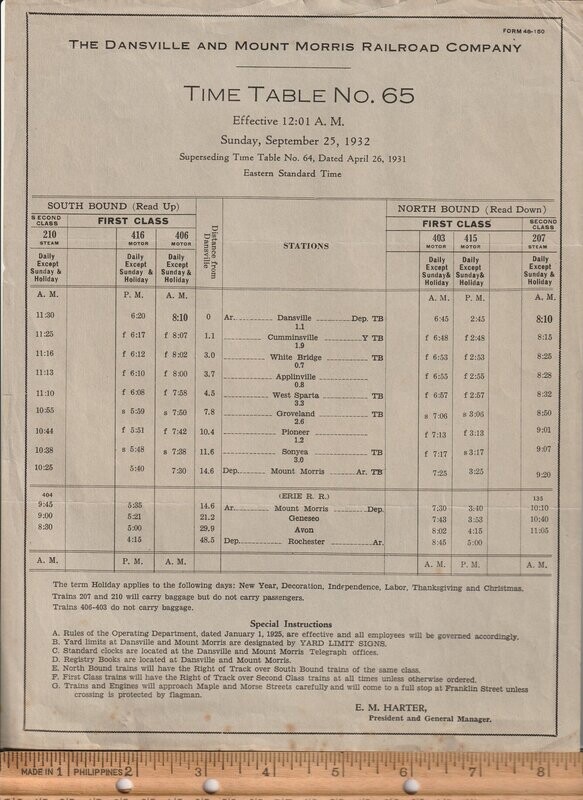Dansville and Mount Morris Railroad 1932