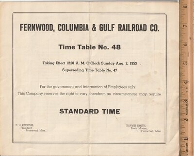 Fernwood, Columbia & Gulf Railroad 1953