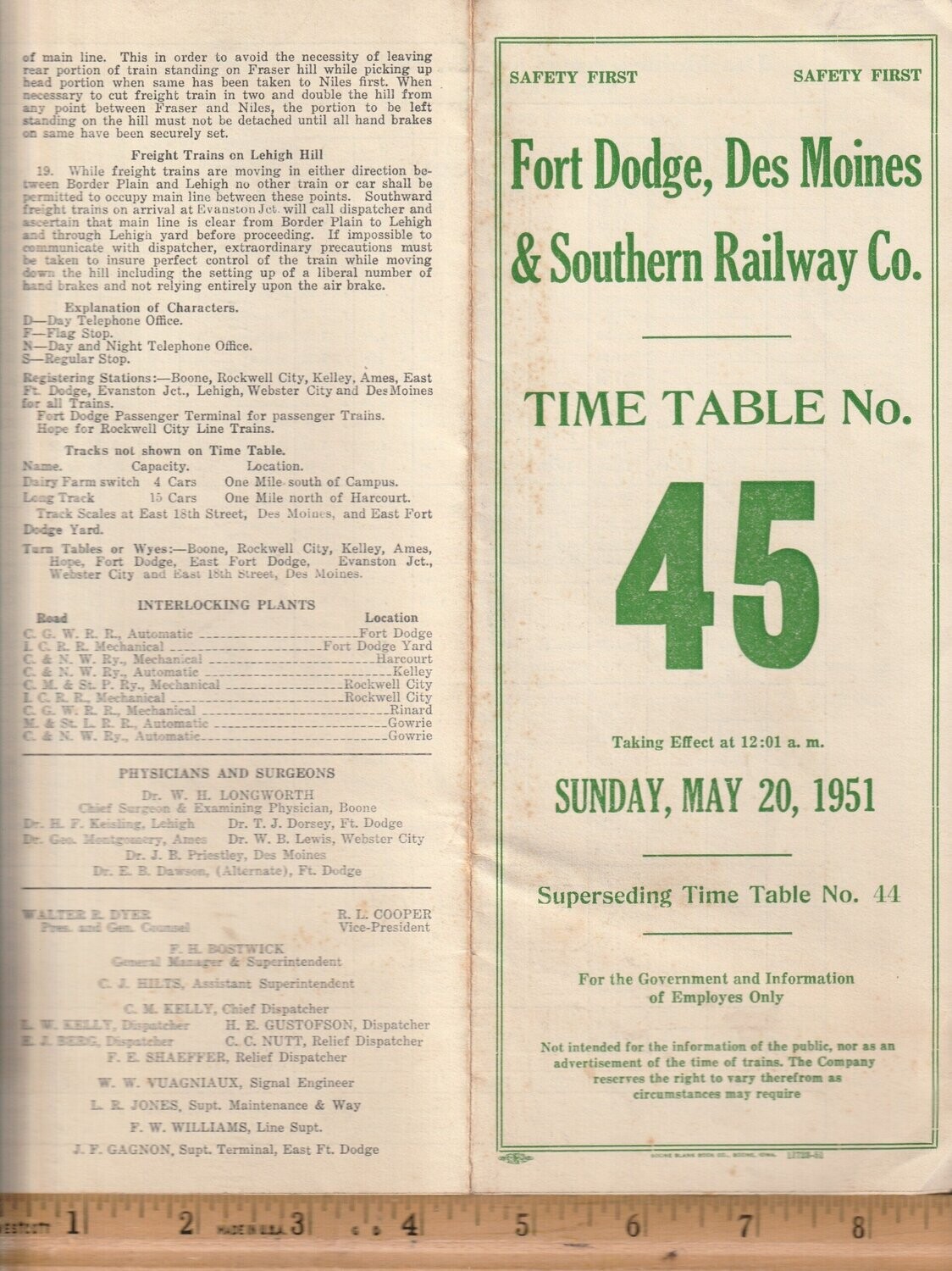 Fort Dodge, Des Moines & Southern Railway 1951