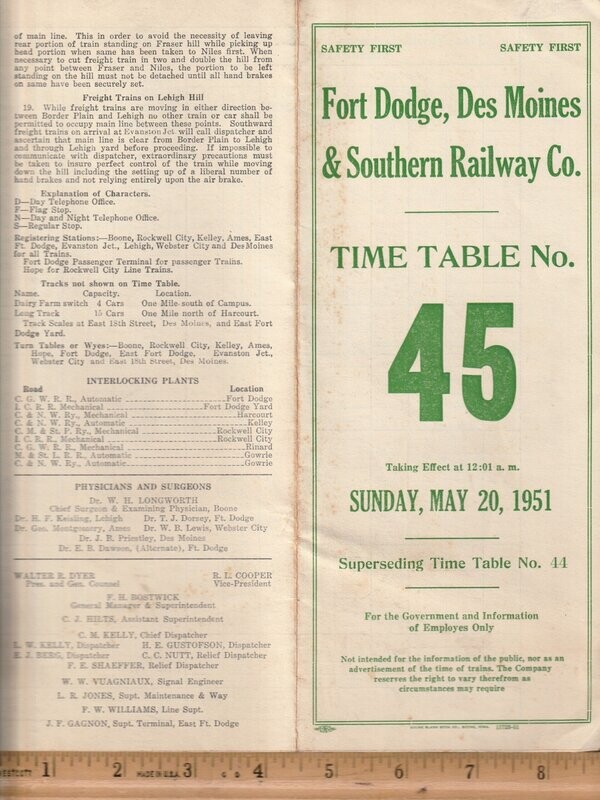 Fort Dodge, Des Moines & Southern Railway 1951