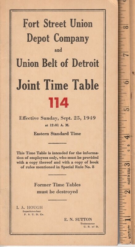 Fort Street Union Depot Company and Union Belt of Detroit 1949