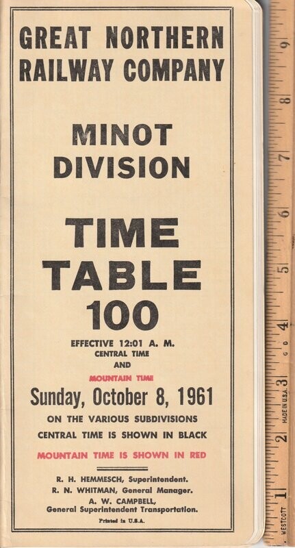 Great Northern Minot Division 1961