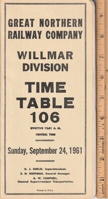 Great Northern Willmar Division 1961