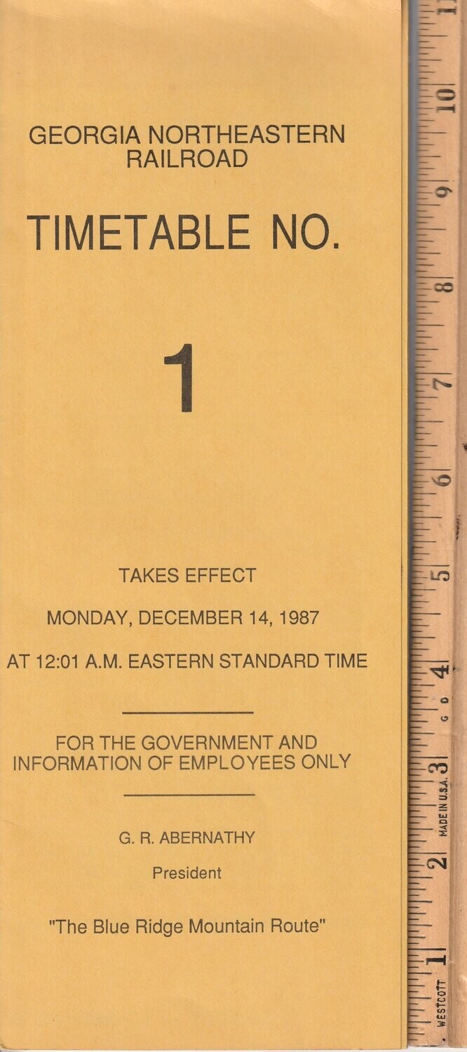 Georgia Northeastern Railroad 1987