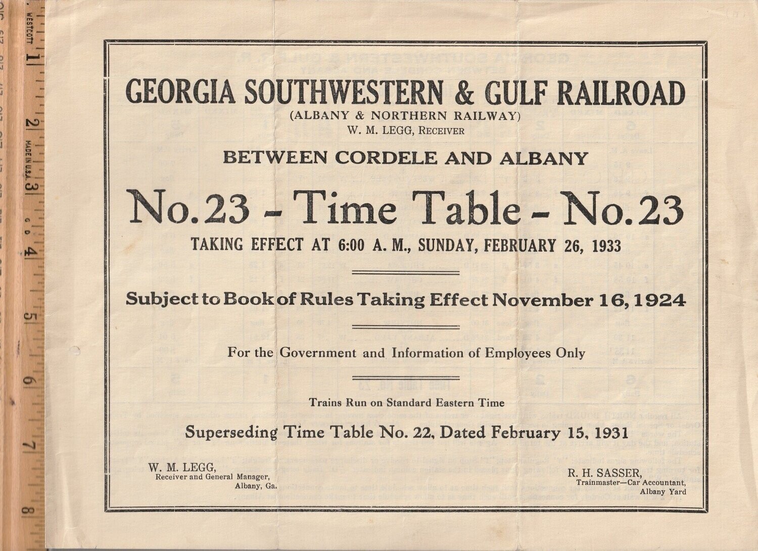 Georgia Southwestern & Gulf Railroad 1933