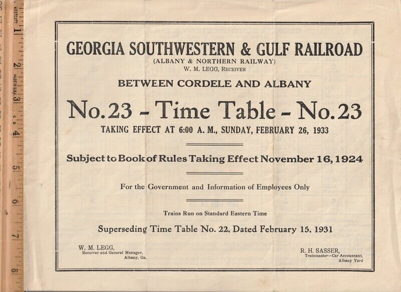 Georgia Southwestern & Gulf Railroad 1933