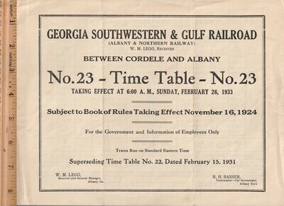 Georgia Southwestern & Gulf Railroad 1933